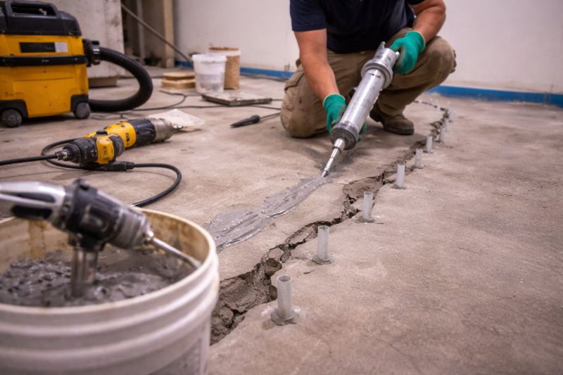Cracked Basement Floor Repair in Concord, NC